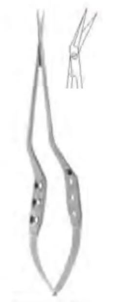 Мікроножиці багнетоподібні Джаннета - Ясаргіл, кутові 45⁰, гострий кінчик, 205 мм, робоча довжина 95 мм, 14 мм ріжуча частина Bio Tules Impex BTE-00816